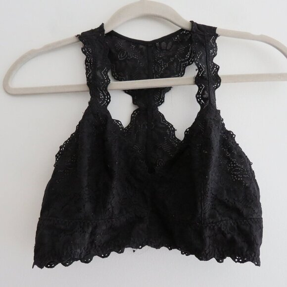 FELINA Lace Racerback‎ Wireless Bra Bralette Stretch Black - Size Medium - Picture 3 of 13